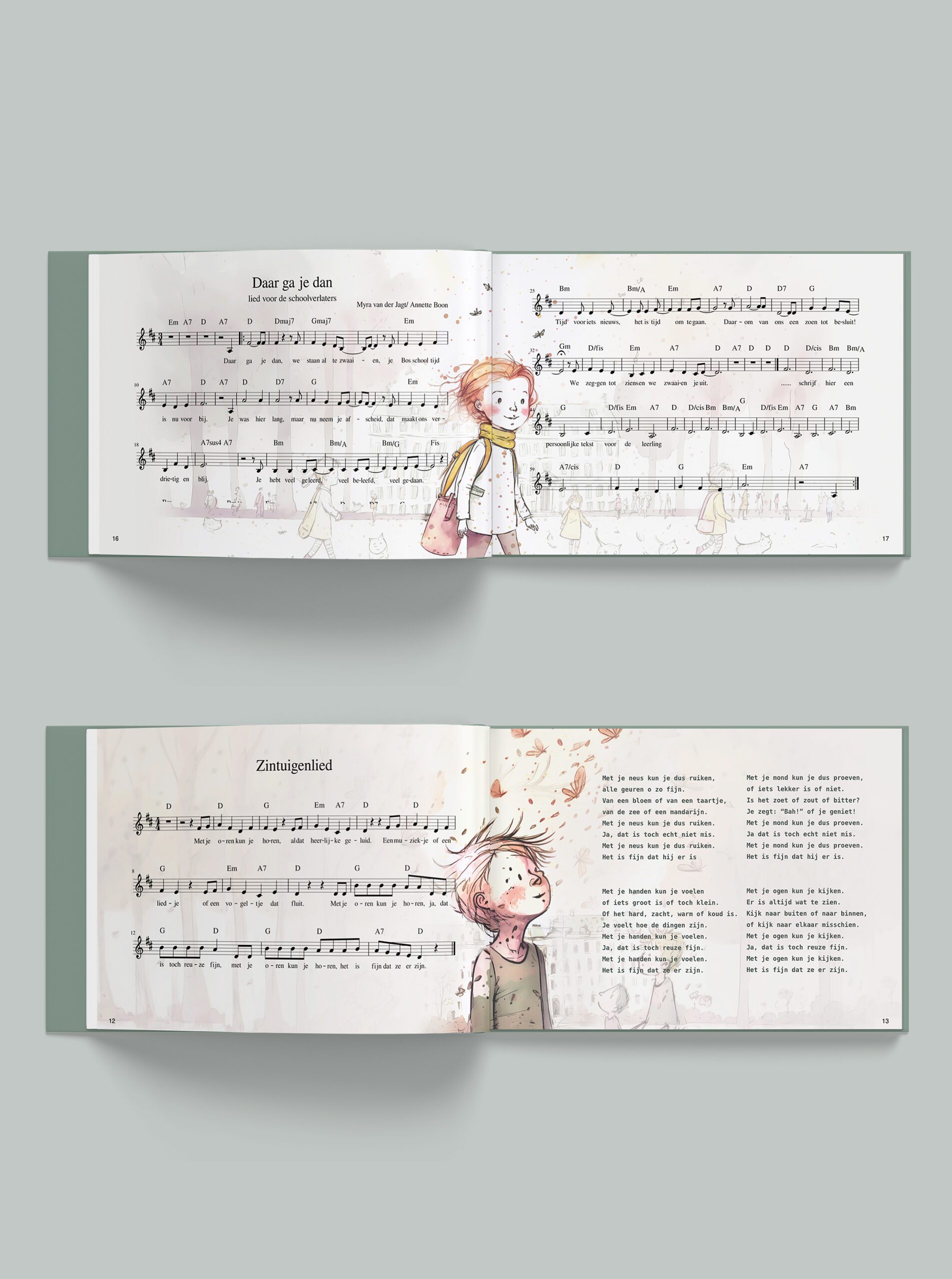 Songs Schoolbook illustraties Cover AI cats dansing school book children songs artificial intelligence drawing forest
